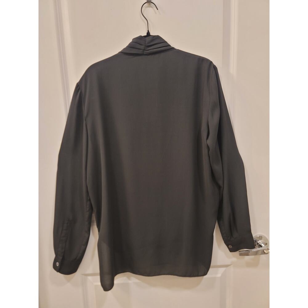 Carmen Marc Valvo Black Drape Front Blouse - Picture 2 of 4